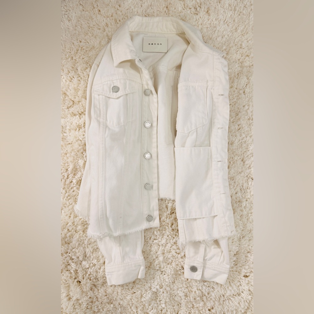 White Cropped Denim Jacket - Women - Picture 3 of 8